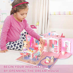 ست اسباب بازی خانه عروسکی 2 در 1 مدل کیف ویلایی 2in1 Portable Dollhouse Toy Playset with Carry Handle _اسباب بازی